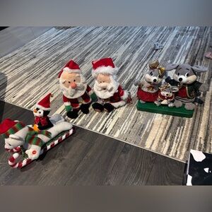 4 Animated Festive Santa and Friends Plush Set